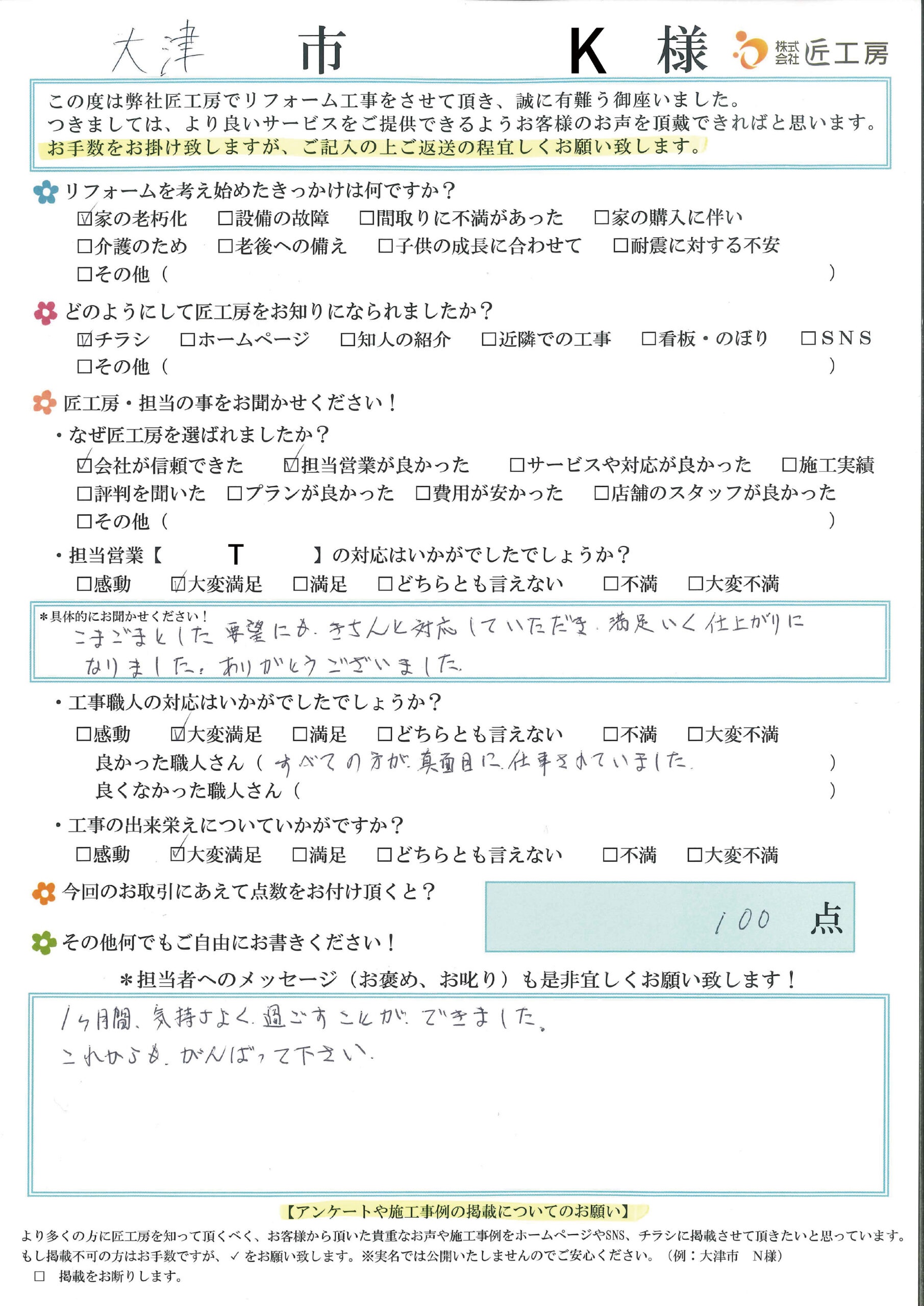 満足いく仕上がりになりました